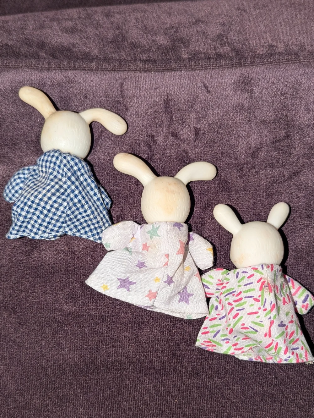 Vintage Russ Easter Small Pets Finger Puppet Bunny‎ Rabbits Set Of 3
